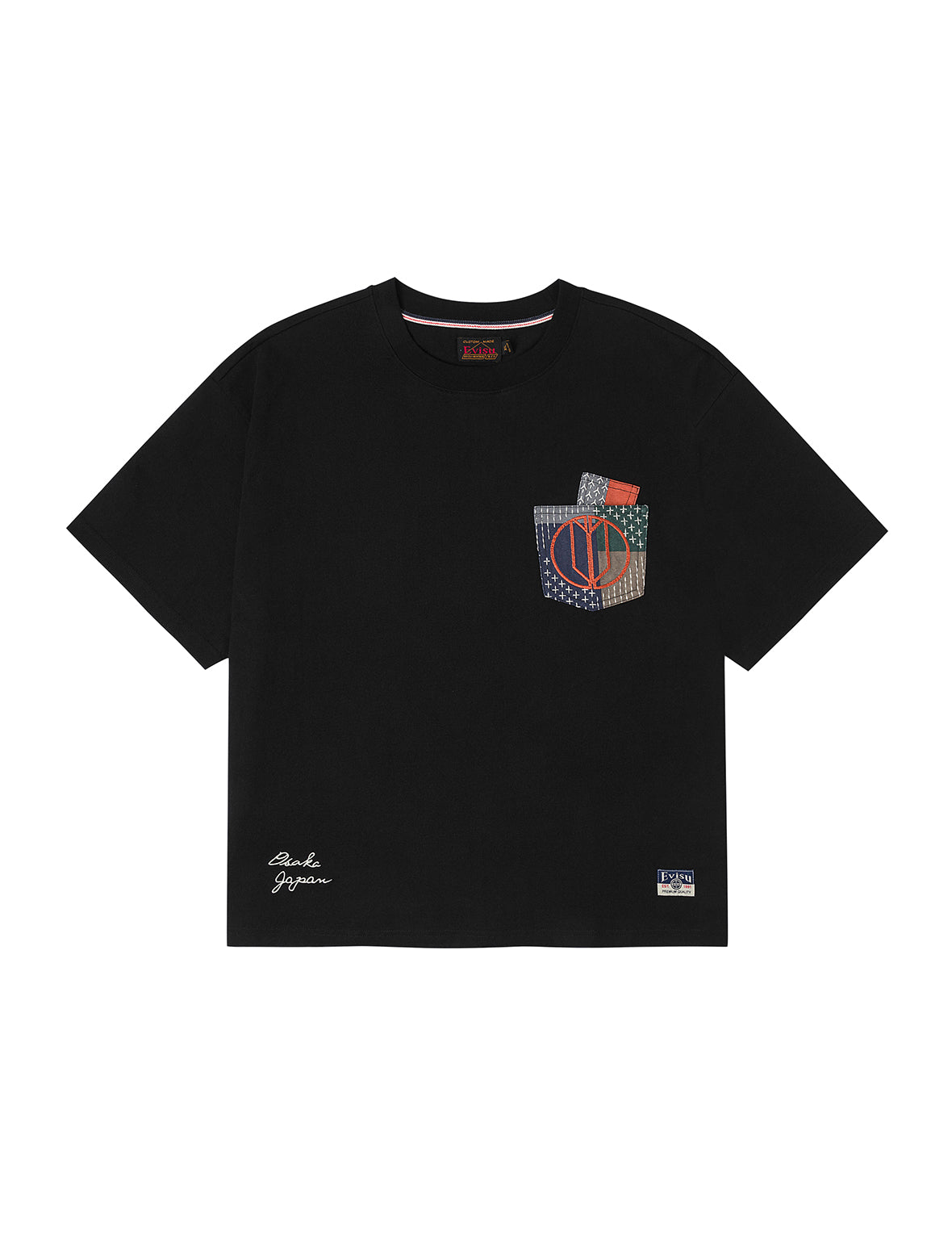 多口袋撞色刺繡寬版T恤